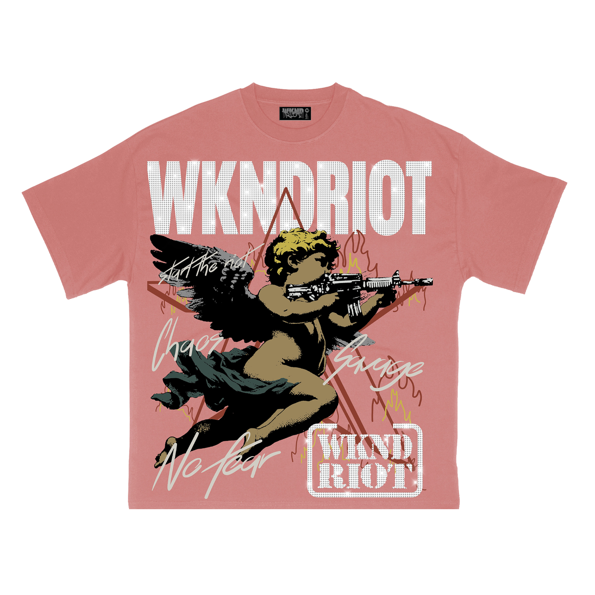 NO FEAR PEACH W/ RHINESTONE TEE