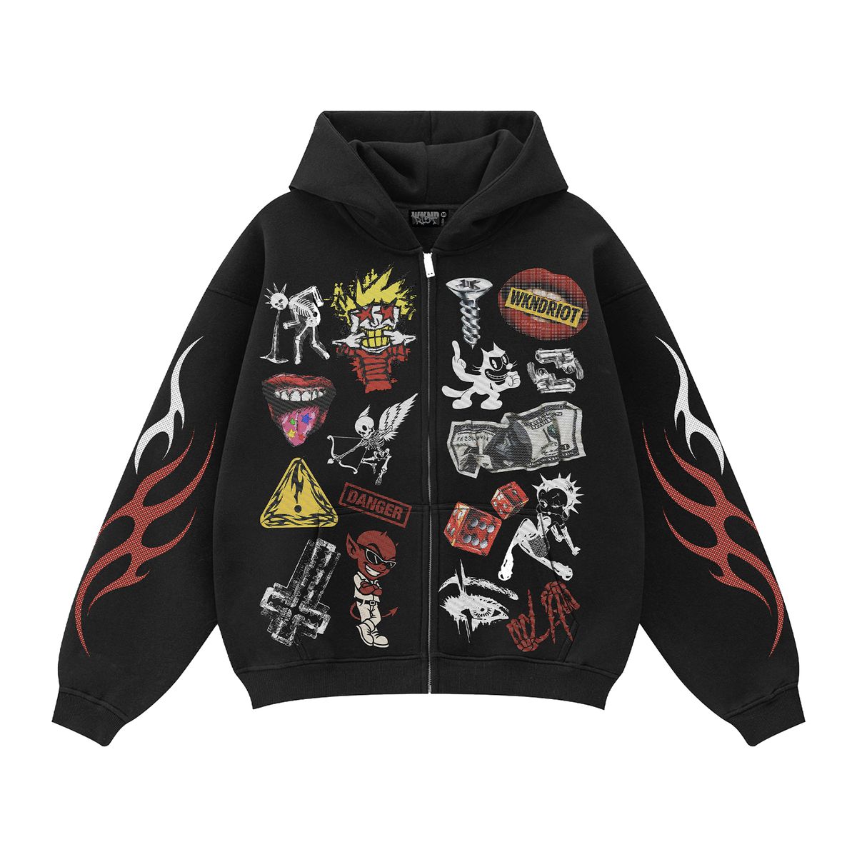 RIOT LIFESTYLE ZIP UP HOODY BLACK