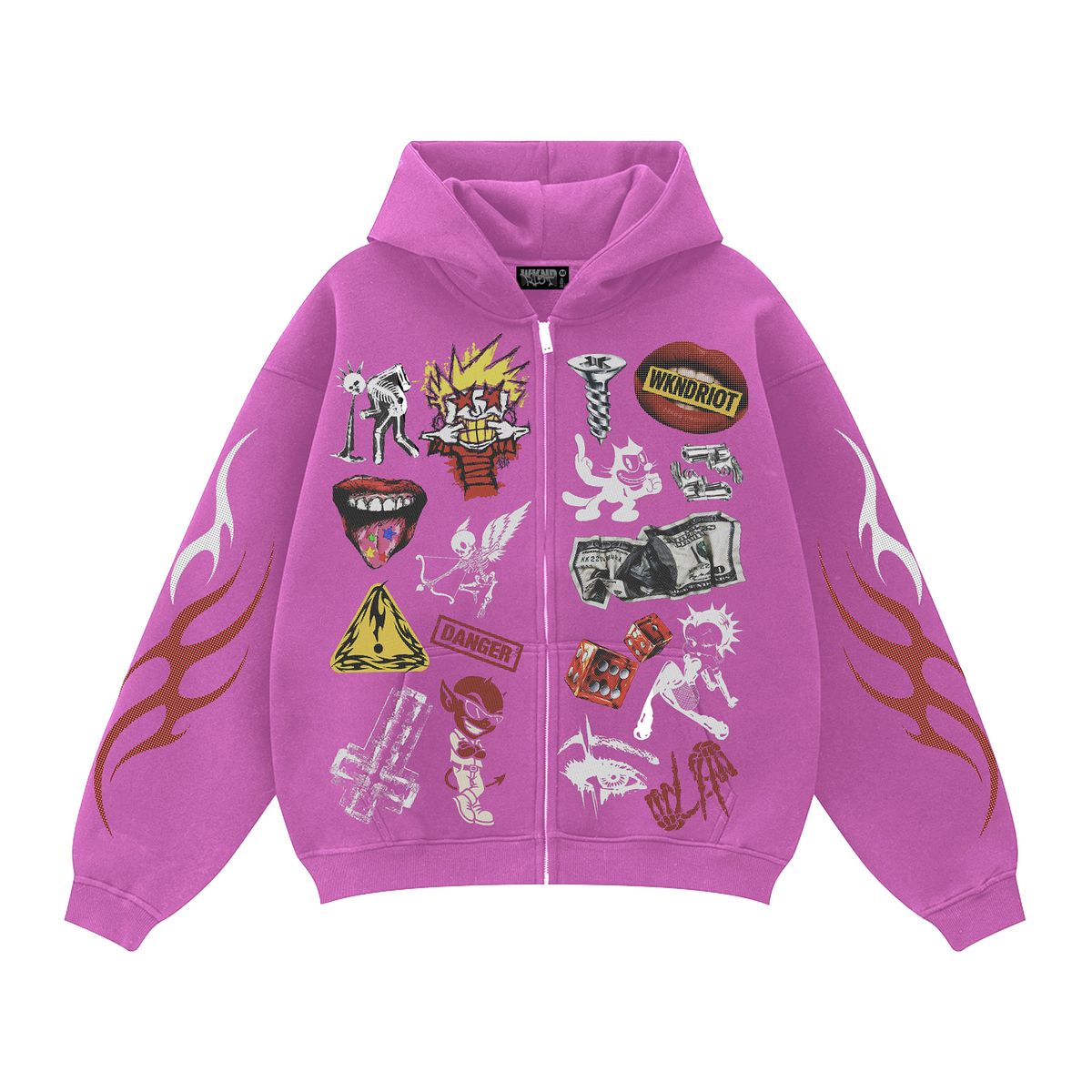 RIOT LIFESTYLE ZIP UP HOODY PINK